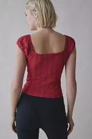 Kimchi Blue Juliette Keyhole Scoop Neck Crinkle Blouse