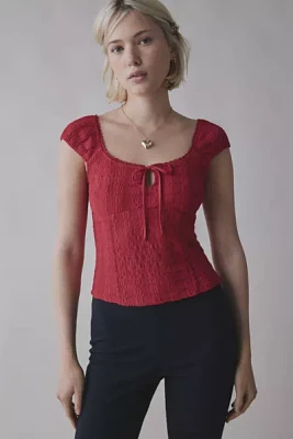 Kimchi Blue Juliette Keyhole Scoop Neck Crinkle Blouse