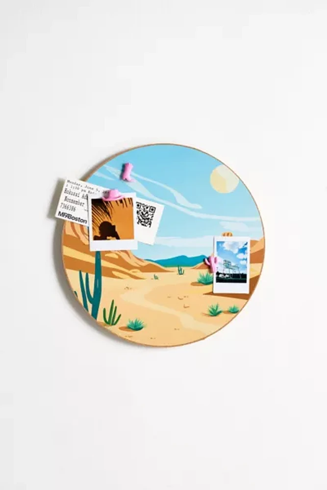 Western Round Cork Board & Icon Pin Set