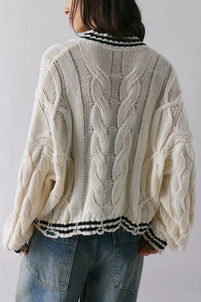 The Ragged Priest Blast Distressed Cable Knit Cardigan