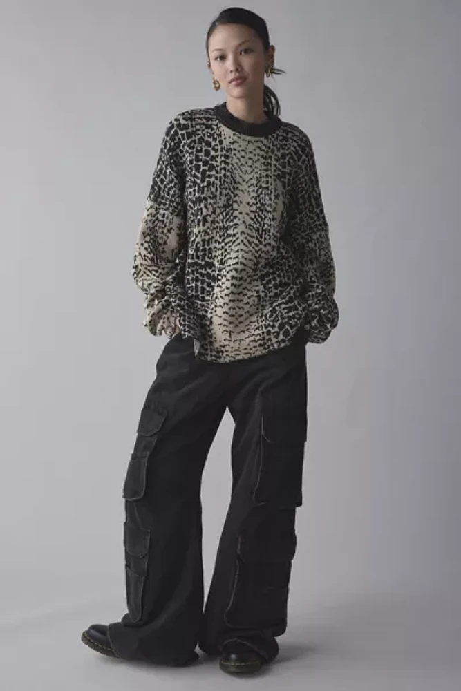 The Ragged Priest Croc Print Oversized Sweater