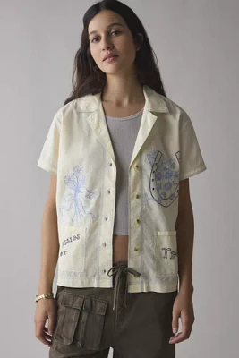 BDG Nash Embroidered Souvenir Short Sleeve Button-Down Shirt