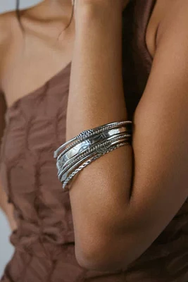 Textured Thin Bangle Bracelet Set