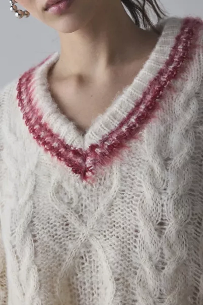 The Ragged Priest Load Cable Knit Cropped Sweater