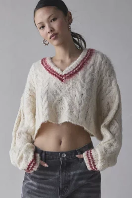 The Ragged Priest Load Cable Knit Cropped Sweater