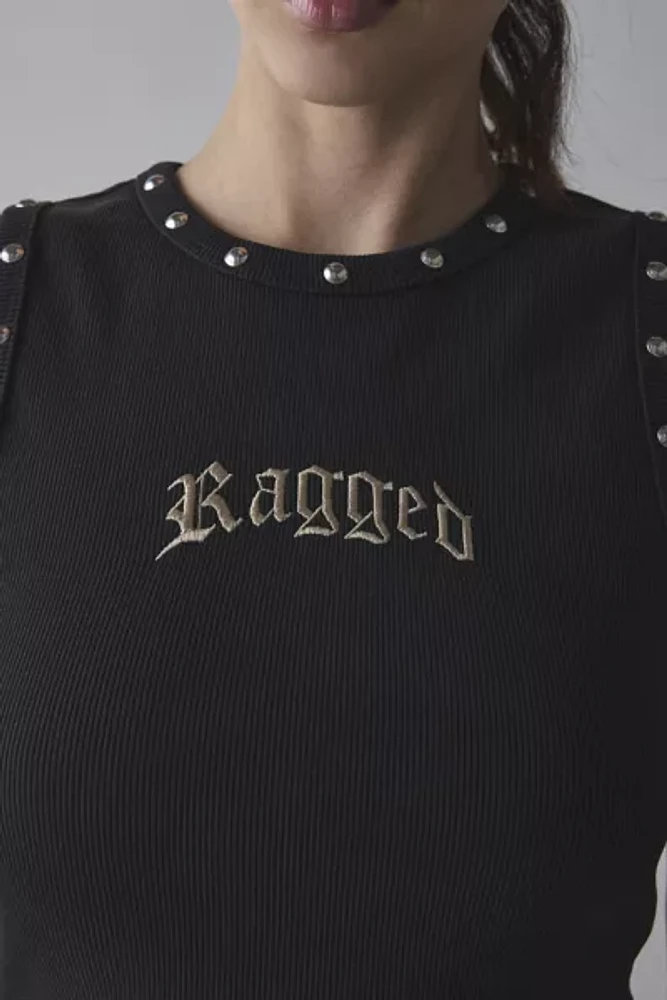 The Ragged Priest Embroidered Graphic Rivet Vest Top