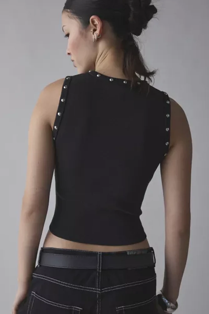 The Ragged Priest Embroidered Graphic Rivet Vest Top