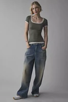 BDG Carmin Twofer Ribbed Knit Baby Tee