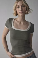 BDG Carmin Twofer Ribbed Knit Baby Tee