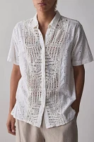 Raga Man Riian Crochet Panel Short Sleeve Shirt