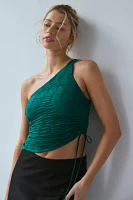 UO Remy Asymmetric One Shoulder Ruched Crop Top