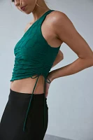 UO Remy Asymmetric One Shoulder Ruched Crop Top