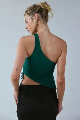 UO Remy Asymmetric One Shoulder Ruched Crop Top