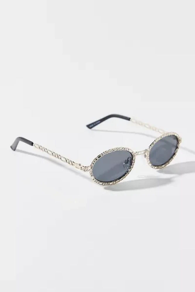 Lulu Metal Chain Oval Sunglasses