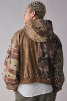 AJOBYAJO Camo Block Zip Hooded Jacket