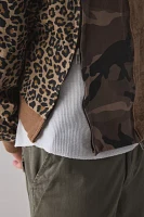 AJOBYAJO Camo Block Zip Hooded Jacket