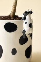 Moo Peeking Cow Ceramic Planter