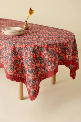 Strawberry Pattern Crochet Edge Tablecloth