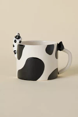 Peeking Cow Sculpture Ceramic Mug