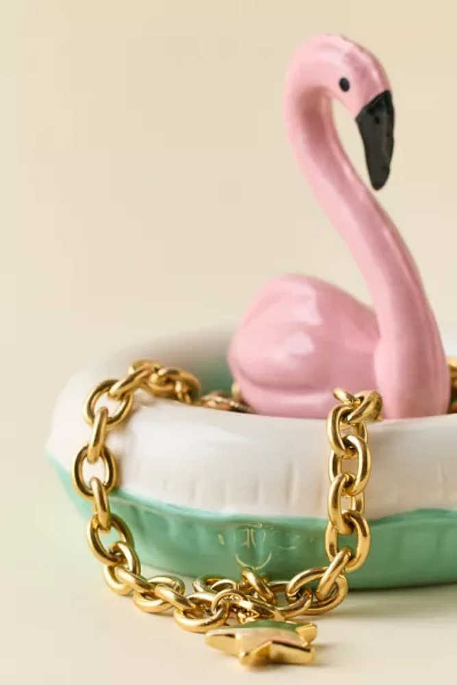 Flamingo Pool Floatie Ceramic Catch-All Dish