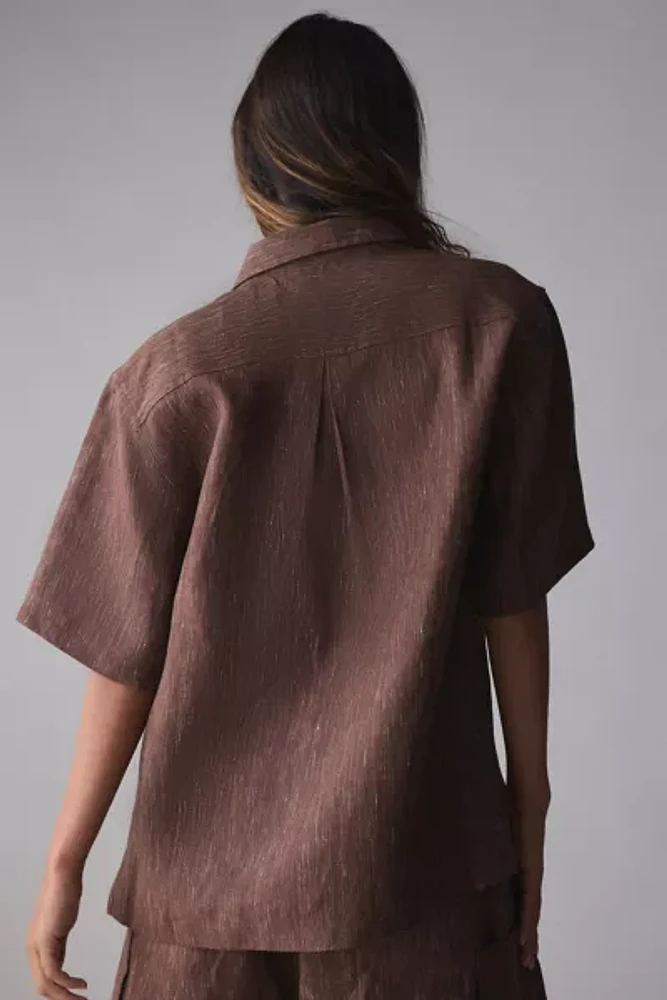 FRIED RICE Textured Linen Short Sleeve Shirt
