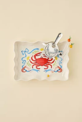 Crab Icon Wavy Serving Platter