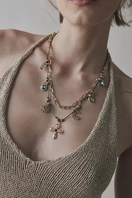 Chiara Chain & Cord Gem Charm Layered Necklace