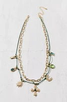 Chiara Chain & Cord Gem Charm Layered Necklace