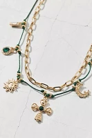 Chiara Chain & Cord Gem Charm Layered Necklace