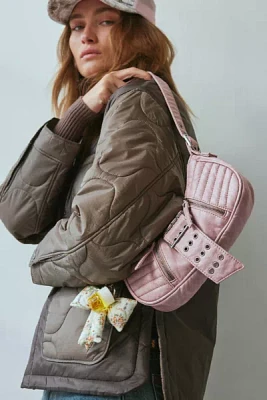 Silence + Noise Riveted Strap Faux Leather Moto Bag