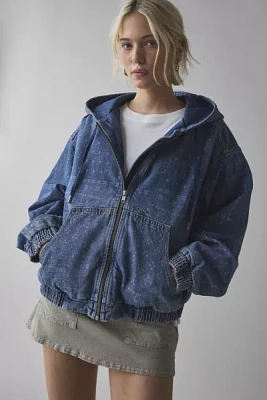 BDG Daria Bandana Print Denim Hoodie Sweatshirt