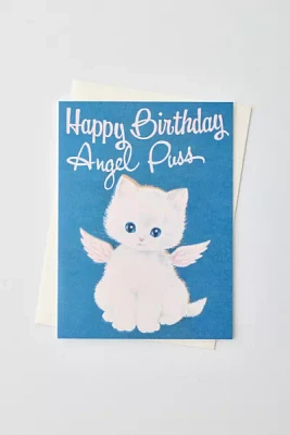 Laughing Elephant Angel Cat Birthday Card