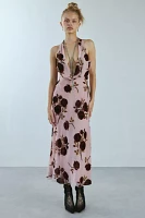 For Love & Lemons Rose Velvet Halter Maxi Dress