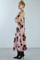 For Love & Lemons Rose Velvet Halter Maxi Dress