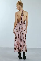 For Love & Lemons Rose Velvet Halter Maxi Dress