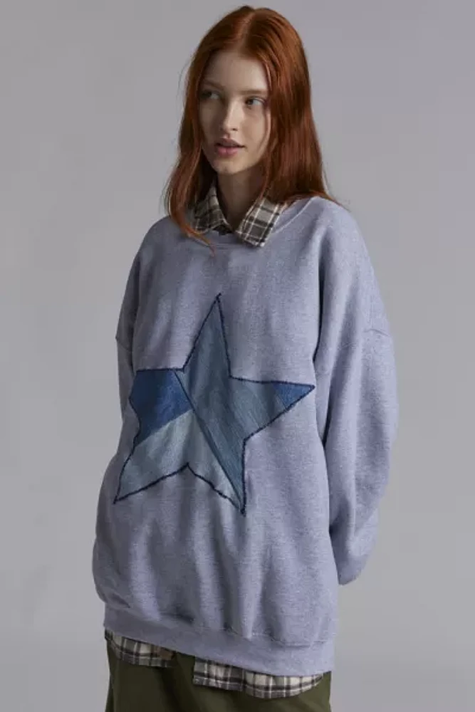 THE SERIES X Urban Renewal Star Patchwork Fleece Pullover