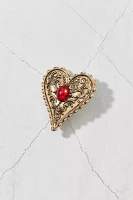 Gilded Heart Gem Heart-Shaped Brooch