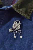 Key To My Heart Lock Charm Brooch