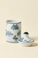 Stoneware Patterned Stash Jar With Lid