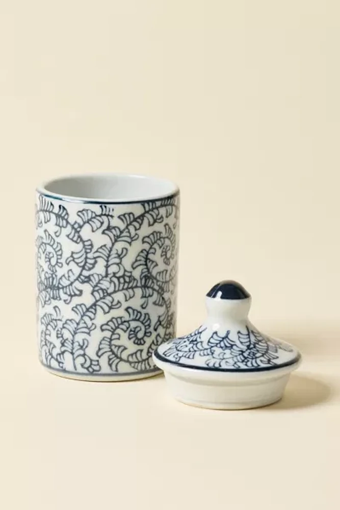 Stoneware Patterned Stash Jar With Lid