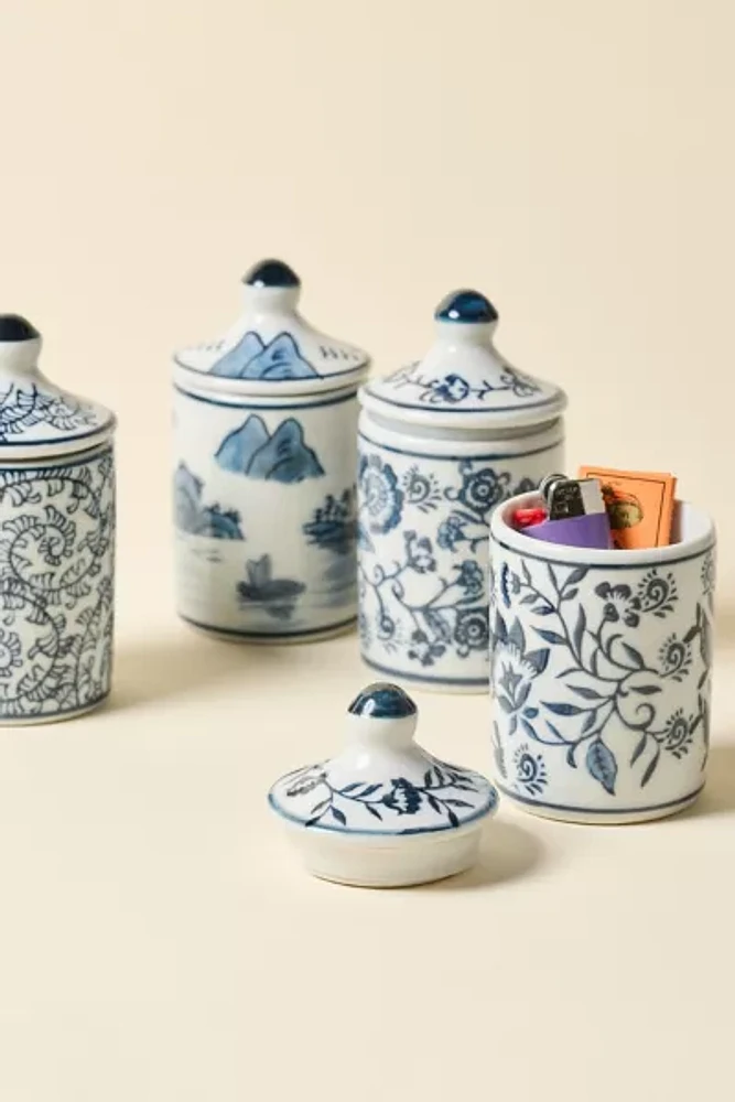 Stoneware Patterned Stash Jar With Lid