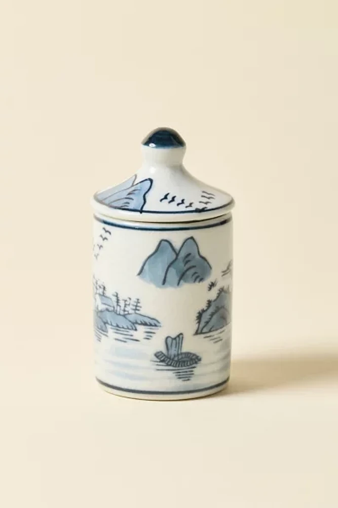 Stoneware Patterned Stash Jar With Lid