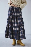 Urban Renewal Remnants Tiered Flannel Maxi Skirt