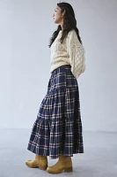 Urban Renewal Remnants Tiered Flannel Maxi Skirt