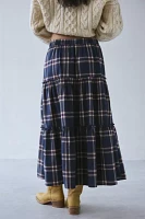 Urban Renewal Remnants Tiered Flannel Maxi Skirt