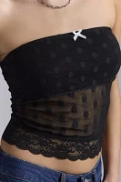 Urban Renewal Remnants Mesh Polka Dot Lace Trim Tube Top