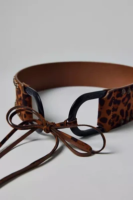 Studded Cheetah Animal Print Tie Belt