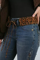 Studded Cheetah Animal Print Tie Belt