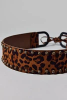 Studded Cheetah Animal Print Tie Belt