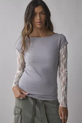 BDG Sloane Lace Layered Twofer Long Sleeve Tee